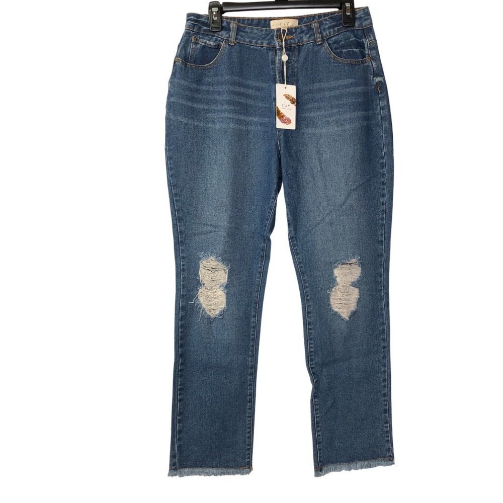 CHELSEA & VIOLET distressed /rip STRAIGHT‎ LEG JEANS 29 NWT